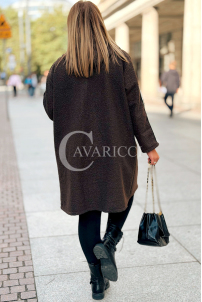 Damenmantel Plus Size Boucle Schokolade mit Reißverschluss