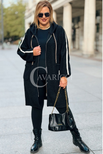 Schwarzer Boucle-Mantel Plus Size mit Kapuze | SARAH