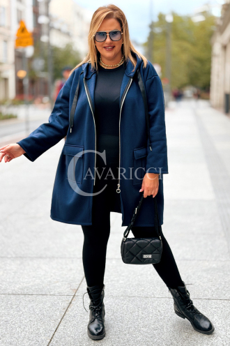 ANNEGRET Bluza Plus Size Mit Kapuze Marine | Reißverschluss