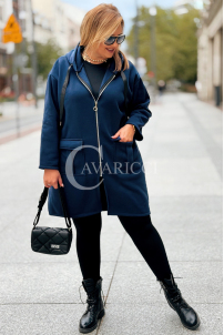 ANNEGRET Bluza Plus Size Mit Kapuze Marine | Reißverschluss