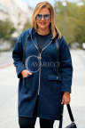 ANNEGRET Übergrößen-Kapuzenjacke mit Reißverschluss in Marineblau