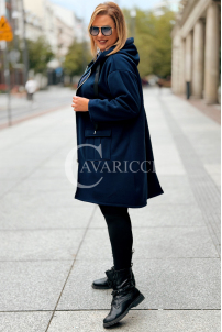 ANNEGRET Bluza Plus Size Mit Kapuze Marine | Reißverschluss