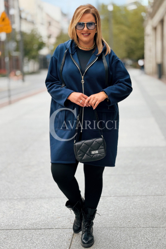 ANNEGRET Bluza Plus Size Mit Kapuze Marine | Reißverschluss