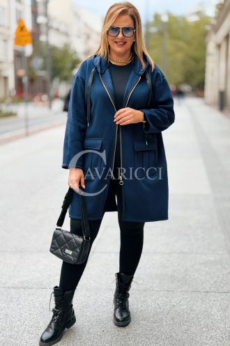 ANNEGRET Bluza Plus Size Mit Kapuze Marine | Reißverschluss