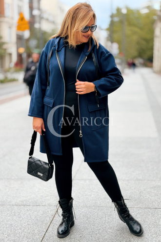ANNEGRET Bluza Plus Size Mit Kapuze Marine | Reißverschluss