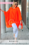 TERESSA - Zwiewna tunika szyfonowa elegancki luźny krój w kolorze neon pomarańcz