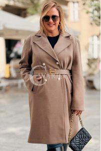 HERMESSA Eleganter Plus Size Mantel in Fango mit Gürtel
