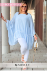 TERESSA - Zwiewna tunika szyfonowa elegancki luźny krój w kolorze baby blue