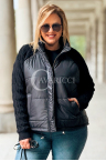 IRMINA Gesteppte Jacke in Großen Größen mit Strickärmeln und Taschen in Schwarz