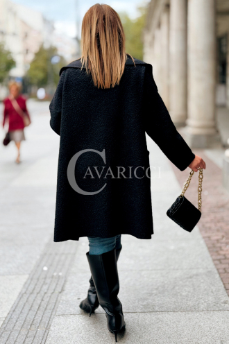 SNOWIE Übergroßer Bouclé-Mantel in Schwarz | Elegant & Warm