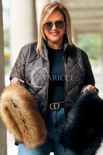 CARMEN Plus Size Winterjacke Gesteppt mit Kapuze & Fell