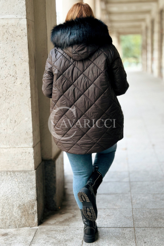 CARMEN Plus Size Winterjacke Gesteppt mit Kapuze & Fell