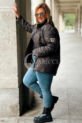 CARMEN Plus Size Winterjacke Gesteppt mit Kapuze & Fell