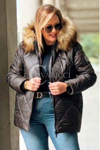 CARMEN Plus Size Winterjacke Gesteppt mit Kapuze & Fell