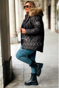 CARMEN Plus Size Winterjacke Gesteppt mit Kapuze & Fell