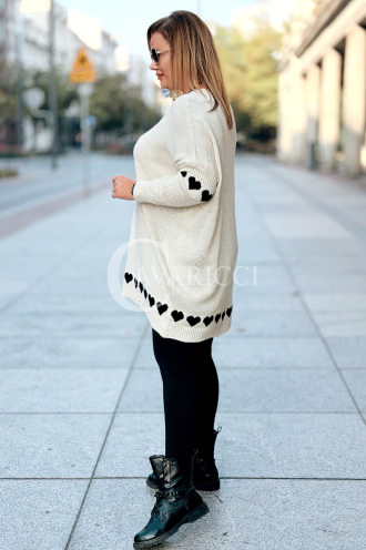 GESINE Damen Pullover Plus Size mit Herzchen – V-Ausschnitt