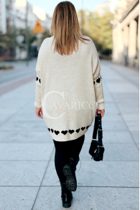 GESINE Damen Pullover Plus Size mit Herzchen – V-Ausschnitt