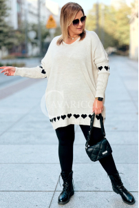 GESINE Damen Pullover Plus Size mit Herzchen – V-Ausschnitt
