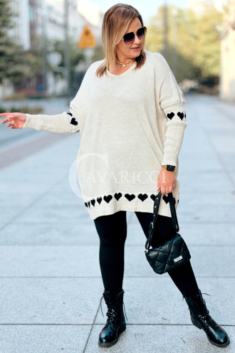 GESINE Damen Pullover Plus Size mit Herzchen – V-Ausschnitt