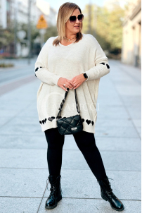 GESINE Damen Pullover Plus Size mit Herzchen – V-Ausschnitt