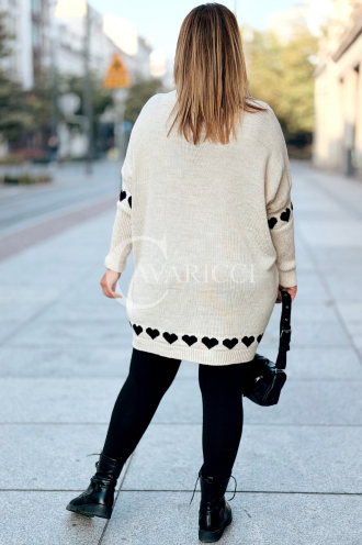 GESINE Damen Pullover Plus Size mit Herzchen – V-Ausschnitt