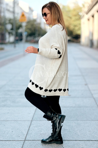 GESINE Damen Pullover Plus Size mit Herzchen – V-Ausschnitt