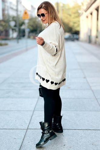 GESINE Damen Pullover Plus Size mit Herzchen – V-Ausschnitt