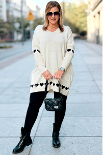 GESINE Damen Pullover Plus Size mit Herzchen – V-Ausschnitt