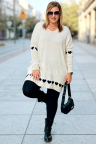 GESINE Damen Pullover Plus Size mit V-Ausschnitt und Herzchen in Ecru