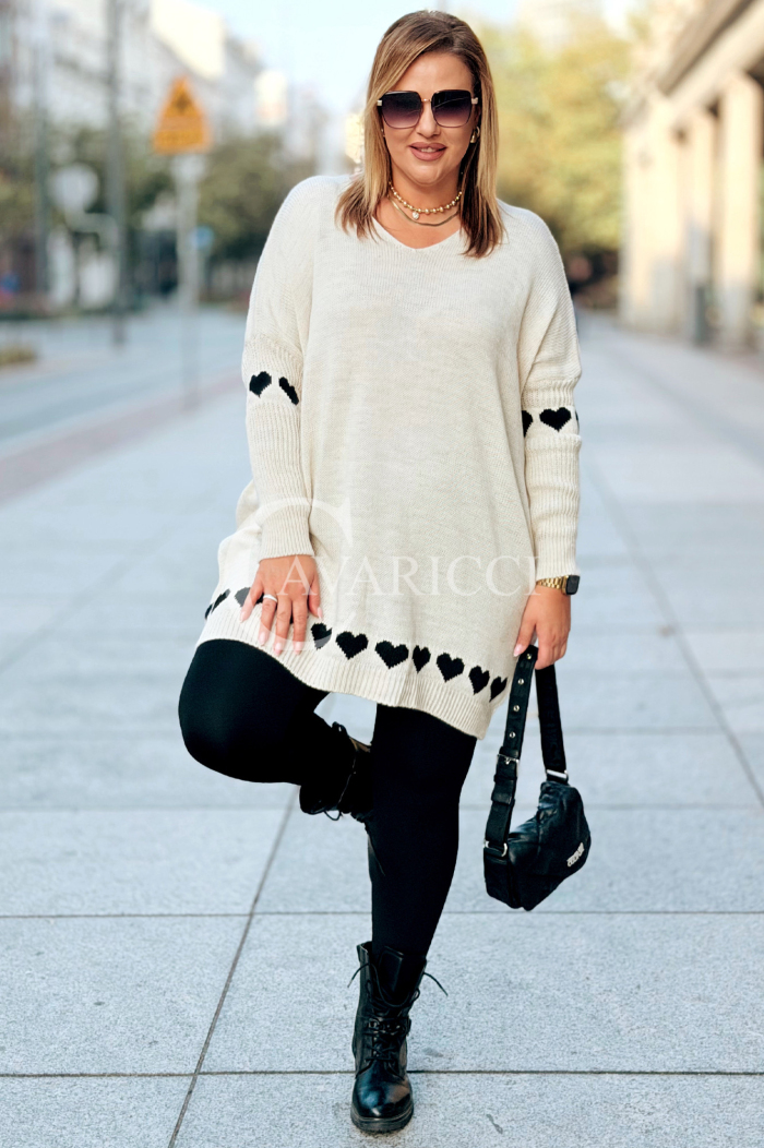 GESINE Damen Pullover Plus Size mit Herzchen – V-Ausschnitt