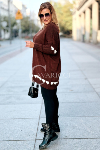 GESINE Damen-Pullover mit Herzchen in Schokoladenbraun