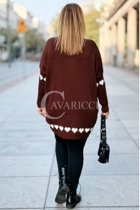 GESINE Damen-Pullover mit Herzchen in Schokoladenbraun