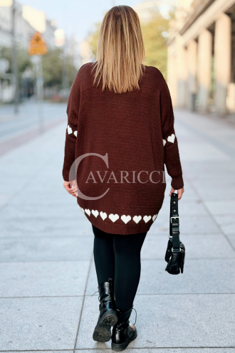 GESINE Damen-Pullover mit Herzchen in Schokoladenbraun
