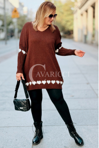 GESINE Damen-Pullover mit Herzchen in Schokoladenbraun