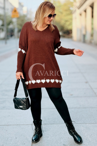 GESINE Damen-Pullover mit Herzchen in Schokoladenbraun