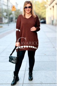 GESINE Damen-Pullover mit Herzchen in Schokoladenbraun