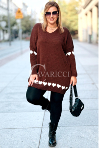 GESINE Damen-Pullover mit Herzchen in Schokoladenbraun