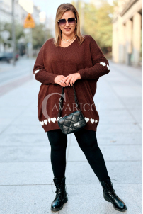 GESINE Damen-Pullover mit Herzchen in Schokoladenbraun