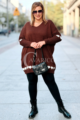 GESINE Damen-Pullover mit Herzchen in Schokoladenbraun