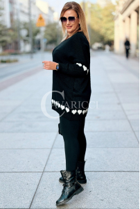 GESINE Damen-Pullover mit Herzchen in Übergröße – Schwarz