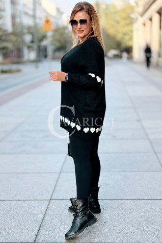 GESINE Damen-Pullover mit Herzchen in Übergröße – Schwarz
