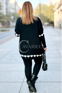 GESINE Damen-Pullover mit Herzchen in Übergröße – Schwarz