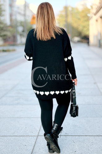 GESINE Damen-Pullover mit Herzchen in Übergröße – Schwarz