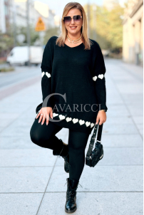 GESINE Damen-Pullover mit Herzchen in Übergröße – Schwarz