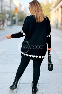 GESINE Damen-Pullover mit Herzchen in Übergröße – Schwarz