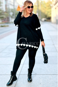 GESINE Damen-Pullover mit Herzchen in Übergröße – Schwarz