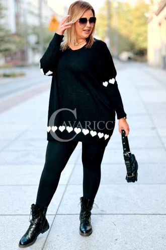 GESINE Damen-Pullover mit Herzchen in Übergröße – Schwarz