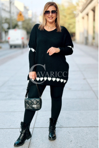GESINE Damen-Pullover mit Herzchen in Übergröße – Schwarz