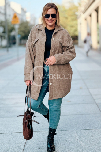 WERA Plus-Size-Bouclé-Jacke in Fango – Elegant & Bequem