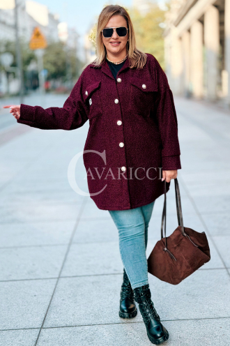 WERA Bouclé-Jacke Übergröße in Bordeauxrot – Elegant